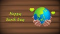 Earth day save our planet concept. Human hands holding globe with bokeh blur background. World environment day. go green. Royalty Free Stock Photo