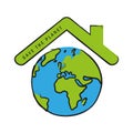 Earth day save the planet label and globe