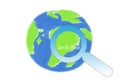 Earth day - save the world magnifying glass and earth globe
