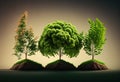 Earth Day. Small trees with green leaves natural ground illustration. Ai generative