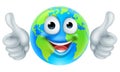 Earth Day Thumbs Up Mascot Globe Cartoon Character