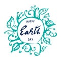 Earth day , hand drawn lettering on white background