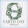 Earth Day. Vector illustration with floral herbarium theta. Royalty Free Stock Photo