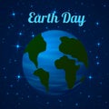 Earth day vector illustration. Globe in space. Easy to use design template for your artworks
