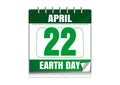 Earth Day. Wall calendar. 22 April