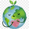 Earth Day,Watercolor paint International Mother Earth Day with Tree on Smile Globe hugging Pink Heart,Vector Illustration Royalty Free Stock Photo