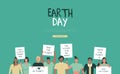 Earth day web template of people parade event