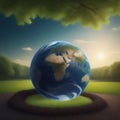 Earth day, world environment day,save planet,climate emergency action concept,global warming, green globe in eco friendly Royalty Free Stock Photo