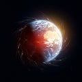 Earth is depicted from space, with Royalty Free Stock Photo