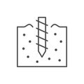 Earth drilling line outline icon