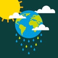 Earth drops rain clouds sun climate change Royalty Free Stock Photo