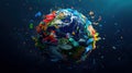 Earth drown into plastic waste. Concept for environment and pollution problems Royalty Free Stock Photo