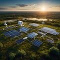 Earth Ecosystem Featuring Drones, Solar Panels, and Digital Sensors Royalty Free Stock Photo