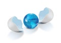 Blue globe out of an egg shell Royalty Free Stock Photo