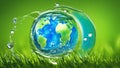 Earth and entrapped water and rolled on the grass, environmental protection Earth Day Generative AI Royalty Free Stock Photo