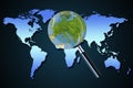 Earth Europe crisis political Greece Italy focused magnifying glass