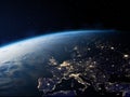 Earth - Europe at Night. Royalty Free Stock Photo