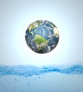 Earth falling into water