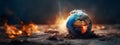 Earth on fire background. Global warming consequences. Royalty Free Stock Photo