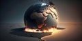 The earth on fire because of the climate change. Illustration of global warming and pollution concept. Enviornment and Royalty Free Stock Photo