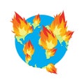 Earth on fire. Planet is burning. Disaster. doomsday
