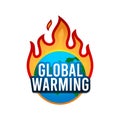 The Earth on flame. Global Warning Sign. Isolated Vector Illustration Royalty Free Stock Photo