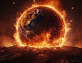 image of planet earth exploding in flames. Royalty Free Stock Photo