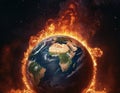 image of planet earth exploding in flames. Royalty Free Stock Photo