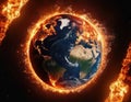 image of planet earth exploding in flames. Royalty Free Stock Photo