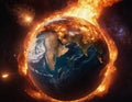 image of planet earth exploding in flames. Royalty Free Stock Photo