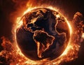 image of planet earth exploding in flames. Royalty Free Stock Photo
