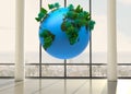 Earth floating in room