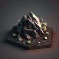 earth floor meteorite rock, isometric low poly view AI generation