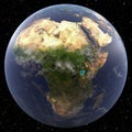 Earth focused on Africa