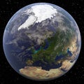 Earth focused on North Pole (Europe)