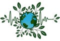 Earth Global Map Go Green Heart Beat