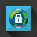 Earth global padlock security data connected media Royalty Free Stock Photo