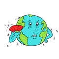 Earth Global Warming Drawing Color Royalty Free Stock Photo