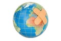 Earth globe with adhesive plaster, 3D Royalty Free Stock Photo