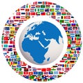 Earth globe with all flags Royalty Free Stock Photo