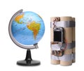 Earth globe with bomb Royalty Free Stock Photo