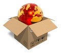 Earth globe in cardboard box Royalty Free Stock Photo