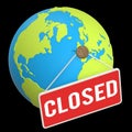 Earth Globe with closed sign plate Royalty Free Stock Photo