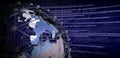Earth globe with connection network. Printed circuit and binary code. Royalty Free Stock Photo