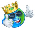 Earth Globe Crown Sunglasses Cartoon World Mascot Royalty Free Stock Photo
