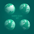 Earth Globe cyan Icon Set. Blue globe kit .Vector illustration. EPS Royalty Free Stock Photo