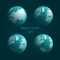 Earth Globe cyan Icon Set. Blue globe kit .Vector illustration. EPS 10. Royalty Free Stock Photo