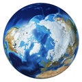 Earth globe 3d illustration. Arctic view