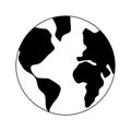 Earth globe drawing of world map, vector illustration minimalist design of minimalism. Outline, line, doodle style, icon Royalty Free Stock Photo