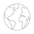 Earth globe drawing of world map, vector illustration minimalist design of minimalism. Outline, line, doodle style, icon Royalty Free Stock Photo